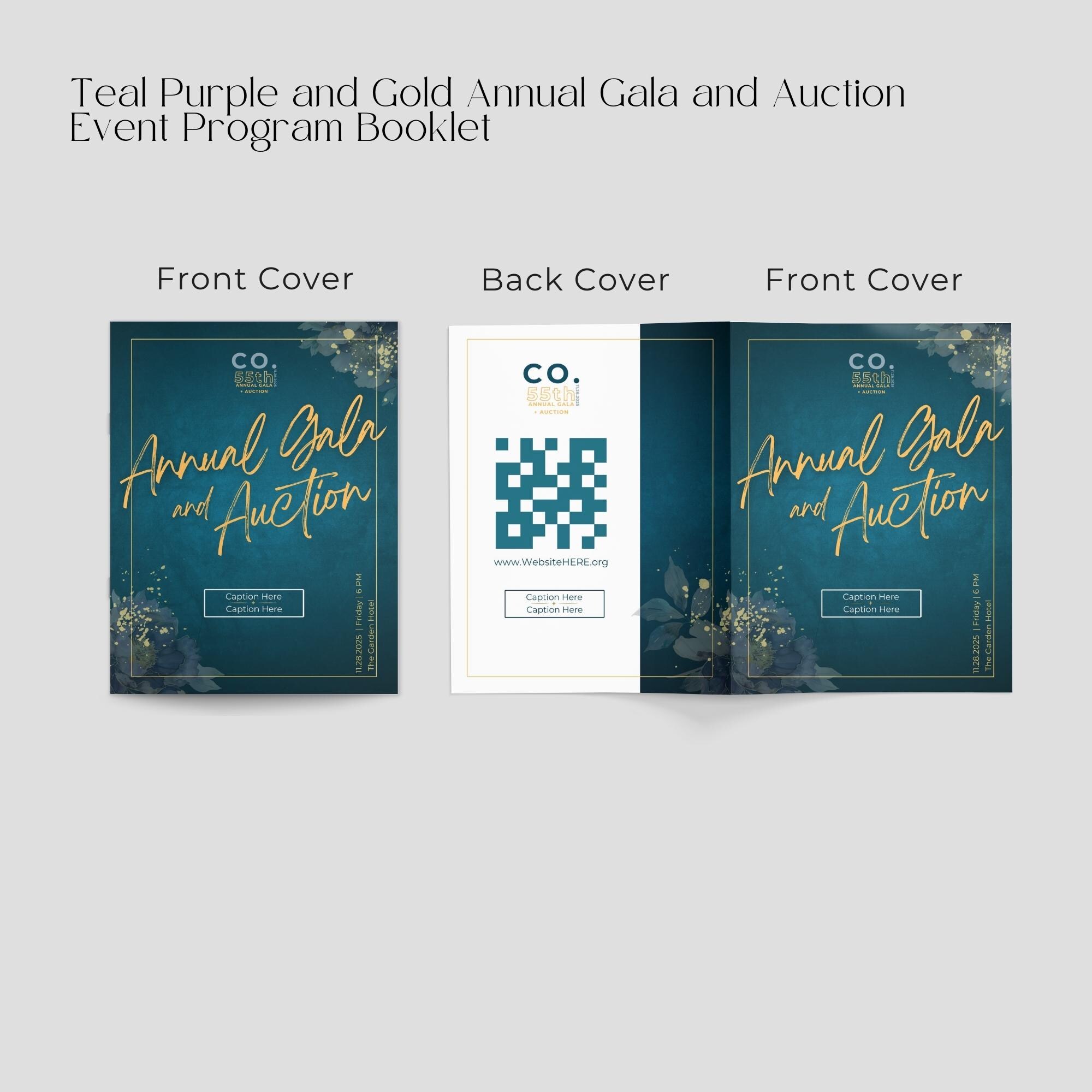 Gala Auction Corporate Event Program Booklet Teal Purple and Gold ...
