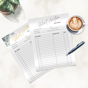 Customizable Fundraiser Gala Bid Sheet Template Teal Purple Gold Silent Auction Form Canva Template Instant Download with Printable Option