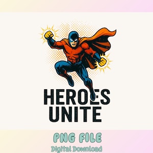 Retro Comic Book Superhero PNG: Pop Art Halftone (Sublimation Digital Download)