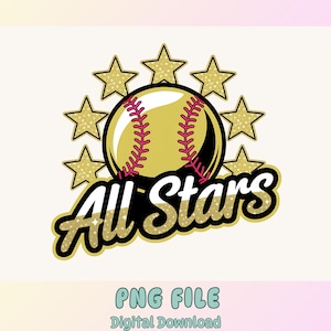 All Stars Softball Png Design, Softball Team Sublimation Png, Sport Png, Girls Softball png, Game day png, Softball PNG