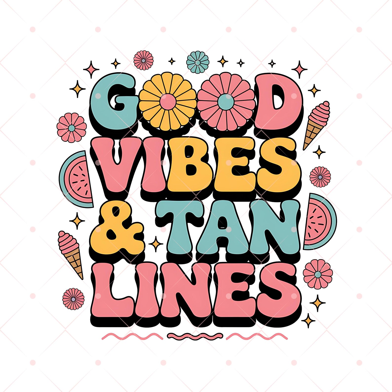 Good Vibes and Tan Lines PNG, Summer Png, Retro Sunshine Digital ...