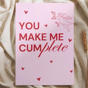 Tarjeta divertida para el día de San Valentín / Tarjeta para el día de San Valentín / Para él / Tarjeta de felicitación / Aniversario / Amor / Impresión digital / Rosa / Blanco / Crema / 5x7