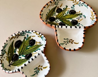 Casafina Portugal Olive Set | Hand Painted Alentejo Terracotta | Vintage Portuguese Pottery | Divided Tapas Server | Mediterranean Decor