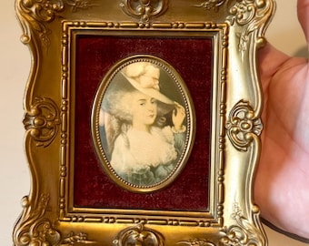 Miniatura enmarcada de creación de camafeos vintage / Retrato de Elizabeth, duquesa de Devonshire / Decoración rococó estilo Hollywood Regency / Pequeño cuadro para pared