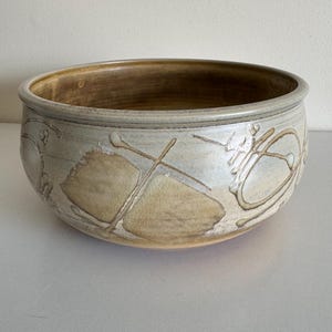 James Brooke Studio Pottery Bowl | Signed Seattle Stoneware Serving Dish | Mid Century Abstract 8"