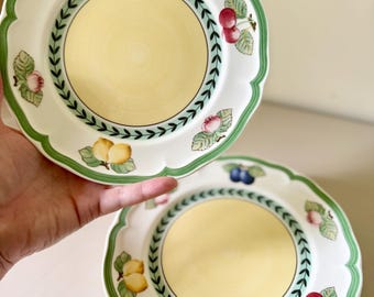 Villeroy & Boch French Garden Fleurence Salad Plates | Set of 4 | German Premium Porcelain | Scalloped Fruit Design | 8”