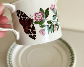 Portmeirion Botanic Garden Gravy Boat & Saucer | Rhododendron | Made in England Vintage Pottery | Individual Sauce Pitcher | Garden Decor