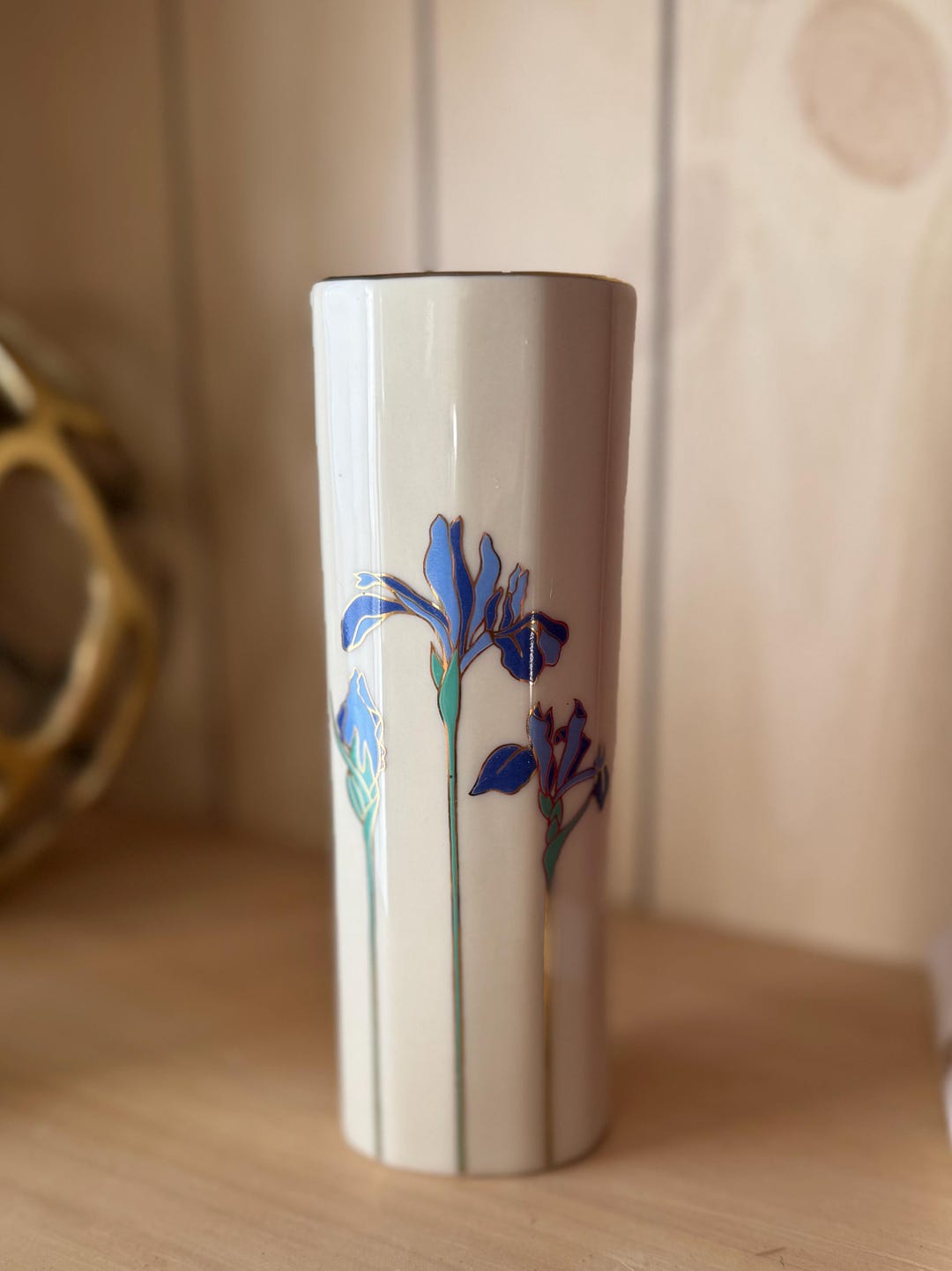 Vintage OTAGIRI Bud Vase ~ Iris Rhapsody ~ Japan Flower 6.75