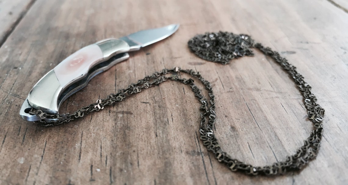 Knife Necklace, Pocket Knife Necklace, Hidden Blade Necklace, Hidden