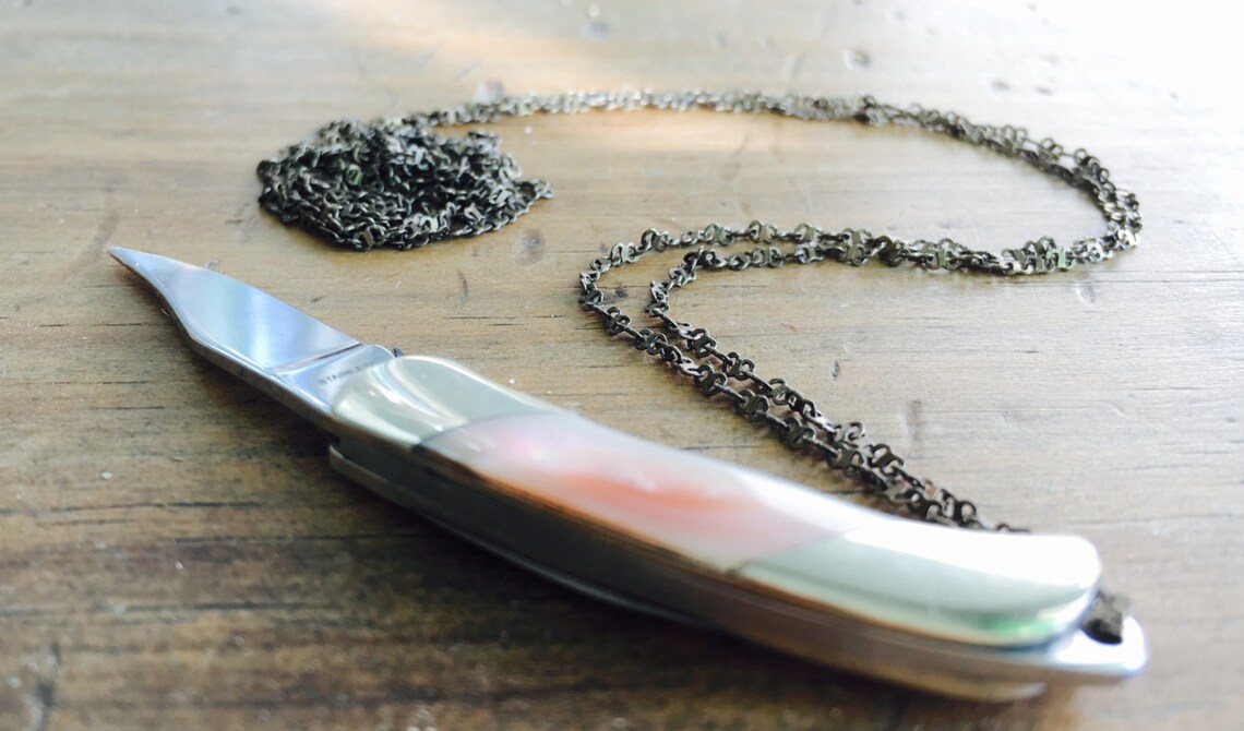 Knife Necklace, Pocket Knife Necklace, Hidden Blade Necklace, Hidden