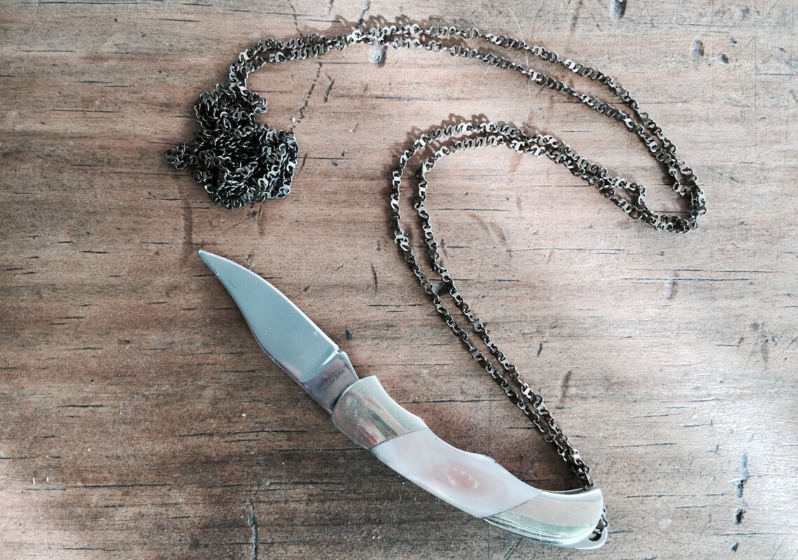 Knife Necklace, Pocket Knife Necklace, Hidden Blade Necklace, Hidden