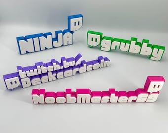 Custom Streamer Desk Nameplate – Ultimate Personalised Gamer Handle Sign – 3D Printed Setup Decor – Content Creator Gift