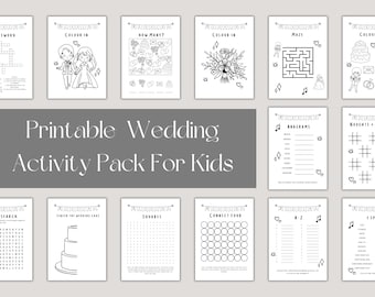 Hochzeitsaktivitätsbuch für Kinder: Ausmalen, Puzzles, Spiele (PDF-Download-Broschüre)