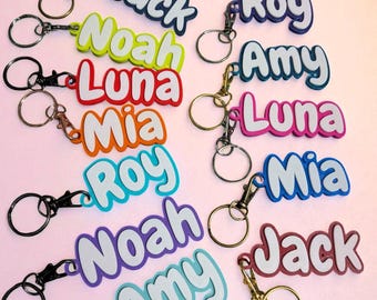 Personalised Name Keychain: 3D Printed Custom Name Bag Tag Backpack Charm