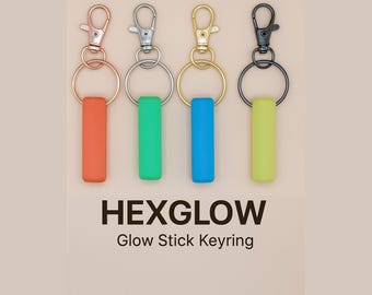 HexGlow Full-Glow Stick Keychain: 3D Printed Bag Charm, UV Reactive Fidget Toy
