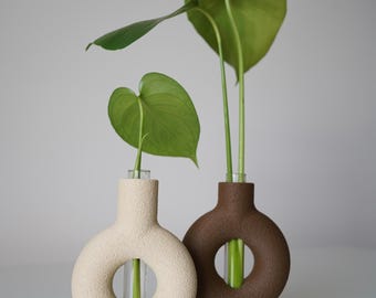 Hydroponic Plant Propagation Station Test Tube Vase Modern Glass Bud Vase for Cuttings
