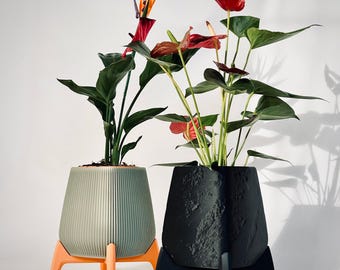 Modern Standing Indoor Planter Decorative Plant Pot with Stand 3D Printed Minimalist Planter
