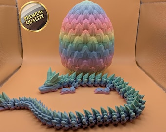 Dragon Egg Articulated Crystal Dragon Fidget Toy 3D Printed Flexi Dragon Mystic Fantasy Gift Articulated Dragon Stress Relief Desk Decor