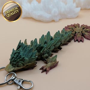 Tadling Sunflower Dragon Keychain 3D Printed Flexi Articulated Dragon Fidget Toy Cute Mini Sunflower Charm Fantasy Bag Zipper Backpack Gift