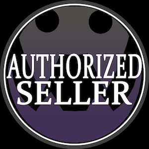 May include: A circular graphic with the words "AUTHORIZED SELLER" in white, set against a dark background. The design features a stylized face shape in shades of gray and purple, framed by a white and gray border.