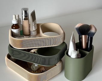 Stackable Makeup Organiser Modular Vanity Storage Tray Cosmetic Organiser Skincare & Makeup Storage Modern Bathroom Organiser