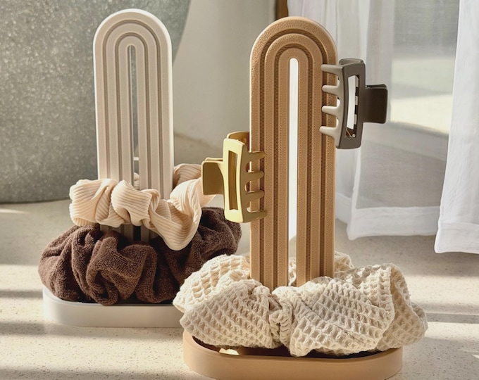 Featured listing image: Scrunchie Holder & Hair Clip Organiser Modern Hair Accessories Stand Claw Clip Storage Dressing Table Organisation