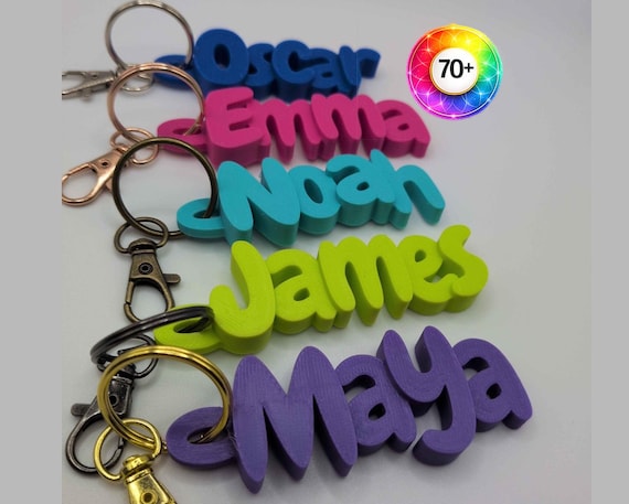 Name Keychain Personalised Custom Name Keyring Kids Gift UK 3D Printed Keychain Party Bag Favour Backpack Tag School Gift