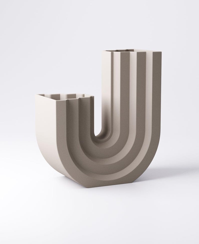 U Shape Arch Vase Modern Minimalist Vase Scandinavian Home Decor Japandi Decorative Vase Geometric 3D Printed Vase Contemporary Shelf Decor Asymmetric