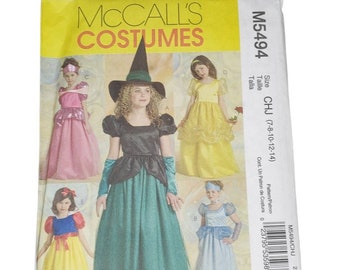 McCall's Costumes #5494 Pattern Snow White Outfit, Princess Dress, Halloween Witch Clothing
