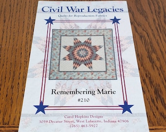 Civil War Legacies 8 Point Star Remembering Marie #210 Quilts for Reproduction Fabrics 24" x 24" Carol Hopkins Designs 2004