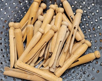 Lot of 36 Vtg Wood Clothespins for Crafts, Laundry Room Decor