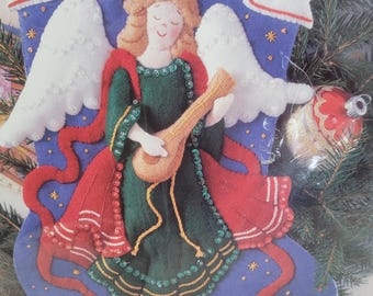 Bucilla 33512 Heavenly Minstrel Felt Applique Christmas Stocking Kit ca 1995  Gallery of Stitches