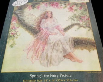 Spring Tree Fairy Cross Stitch Kit: Candamar 14" x 14" Embellished Picture