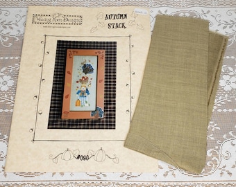 Autumn Stack Counted Cross Stitch Chart with Linen Fabric