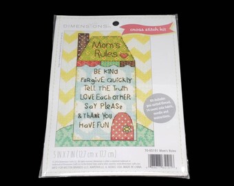 Dimensions Mom's Rules 70-65191 Counted Cross Stitch Kit  Be Kind Forgive Quickly Tell The Truth