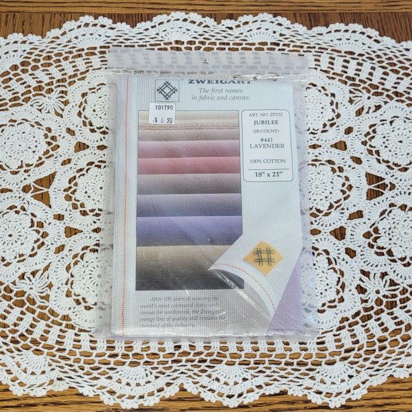 Zweigart #411 Lavender 28 ct Jubilee 100% Cotton 18" x 21" Cross Stitch Fabric