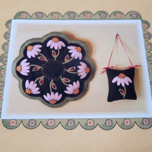 Summertime Candle Mat and Hanging Pillow Applique Pattern Penny Lane Primitives #122