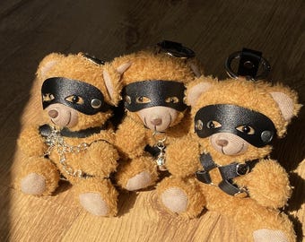 Kinky Teddy Bear - Keyring | Mini Fetish Bear | Chain | Bound | Bell