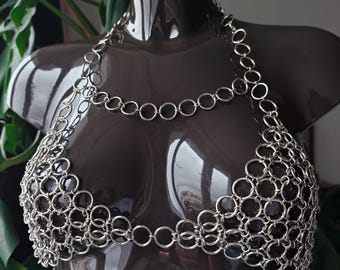 Chain Fever - Kinky Chain Harness Bra Top | BDSM Fetish Body Chain Top | Techno Gothic Rave Festival | Chain Jewelry