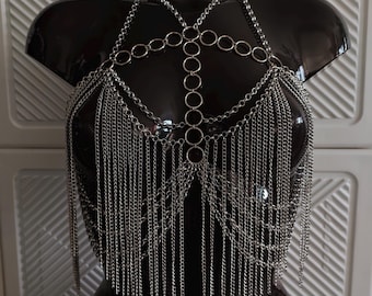 Chained Grace - Chainmail Top Bra Chain Harness Top | BDSM Fetish Body Chain | Techno Gothic Rave Festival | Chain Jewelry