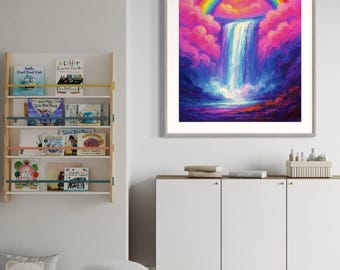 Cascade Waterfall Rainbow Digital Art Printable