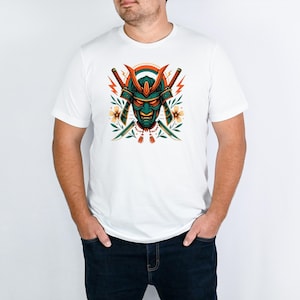 Samurai Mask Shirt , Japanese Warrior Graphic Tee, Katana Skull Design, Bold Streetwear Shirt, Tattoo Art Samurai Tshirt