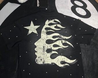 国内で当店のみ Hell System - Distressed Print Oversized Hoodie- Oversized Hell Hoodie Blue - Anthony Wang