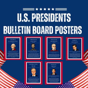 Ensemble de 45 affiches présidents des États-Unis – téléchargement numérique, tableaux d&#39;affichage des enseignants, affiches d&#39;histoire