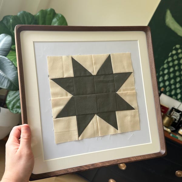 Handmade Upcycled Fabric Quilt Block: 8x8 Fiber Art Wall Decor