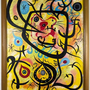 Joan Miro Oil on Canvas Framed