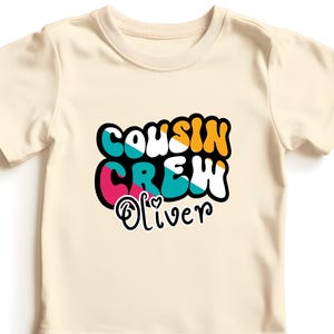 Personalized Groovy Cousin Crew Kids Shirt - Retro Custom Matching Cousins Shirts - Cousin Trip - Boho Natural Kids Youth & Adult Shirts