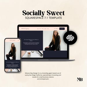 Squarespace Website Template - Social Media Manager, Blogger Template, Influencer Website, Personal Website, Modern Website