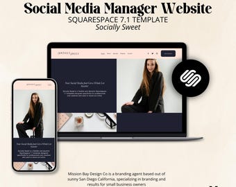 Social Media Manager Squarespace Template | Squarespace 7.1 Website Template | Personal Brand, Influencer & Blogger Website | Modern Minimal