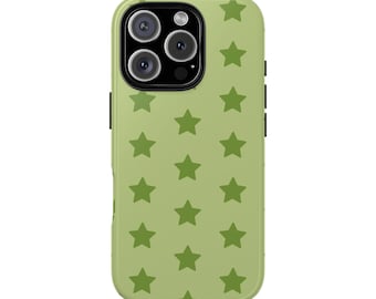 GREEN STARS Phone Case | For iPhone 17, iPhone 16, iPhone 15, iPhone14, iPhone 13 & More, Birthday Gift, Valentine Gift, Fun, Gift for Him
